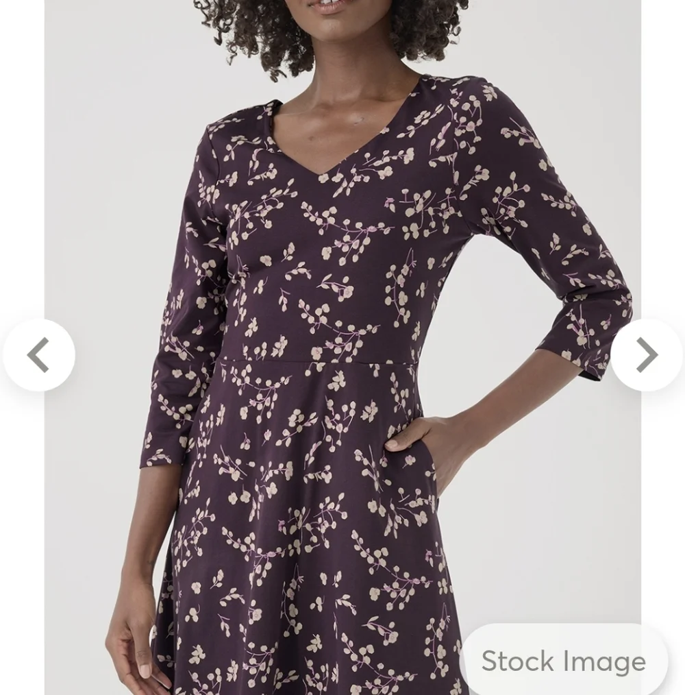 Women's Scattered Sprigs Plum Fit & Flare Party Midi Dress - Picture 2 of 3